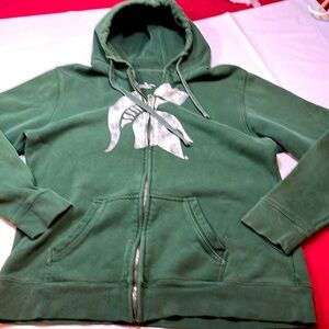 MSU ZIP UP GREEN hooded women XL zip up sweatshirt jacket cotton poly hoodie XL